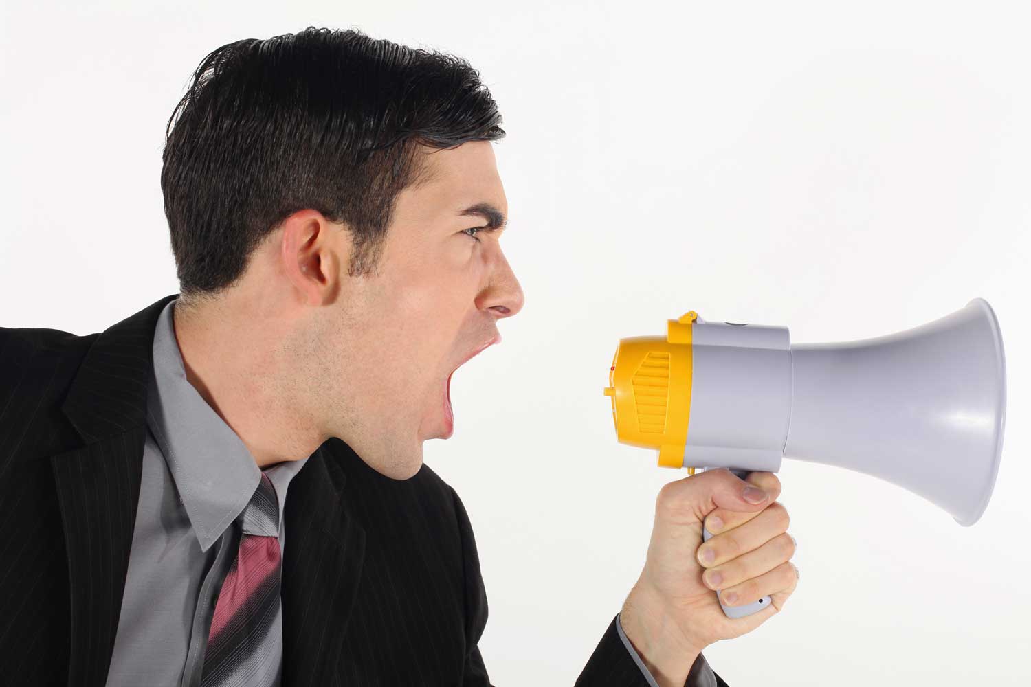 Man shouting down megaphone