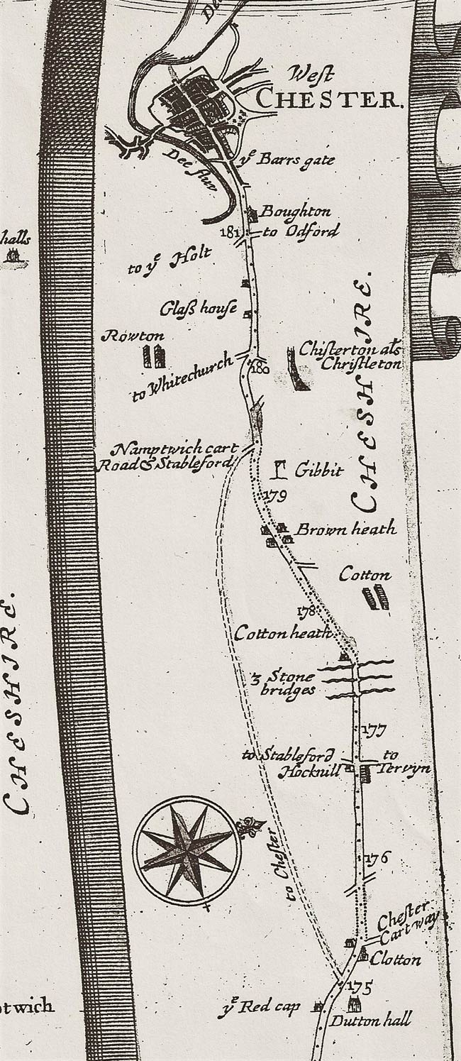 Section of John Ogilby road map from Britannia published in 1675  Section of John Ogilby road map from Britannia published in 1675