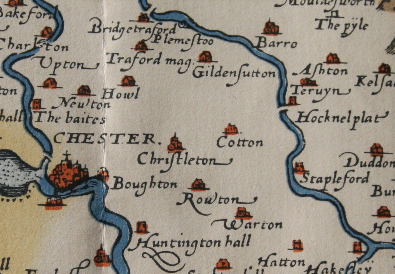 Christleton on John Speed's map 1611