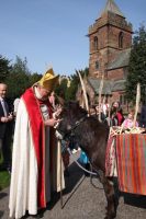 Bishop of Birkenhead meeting Lucius  at St.James' Church Christleton