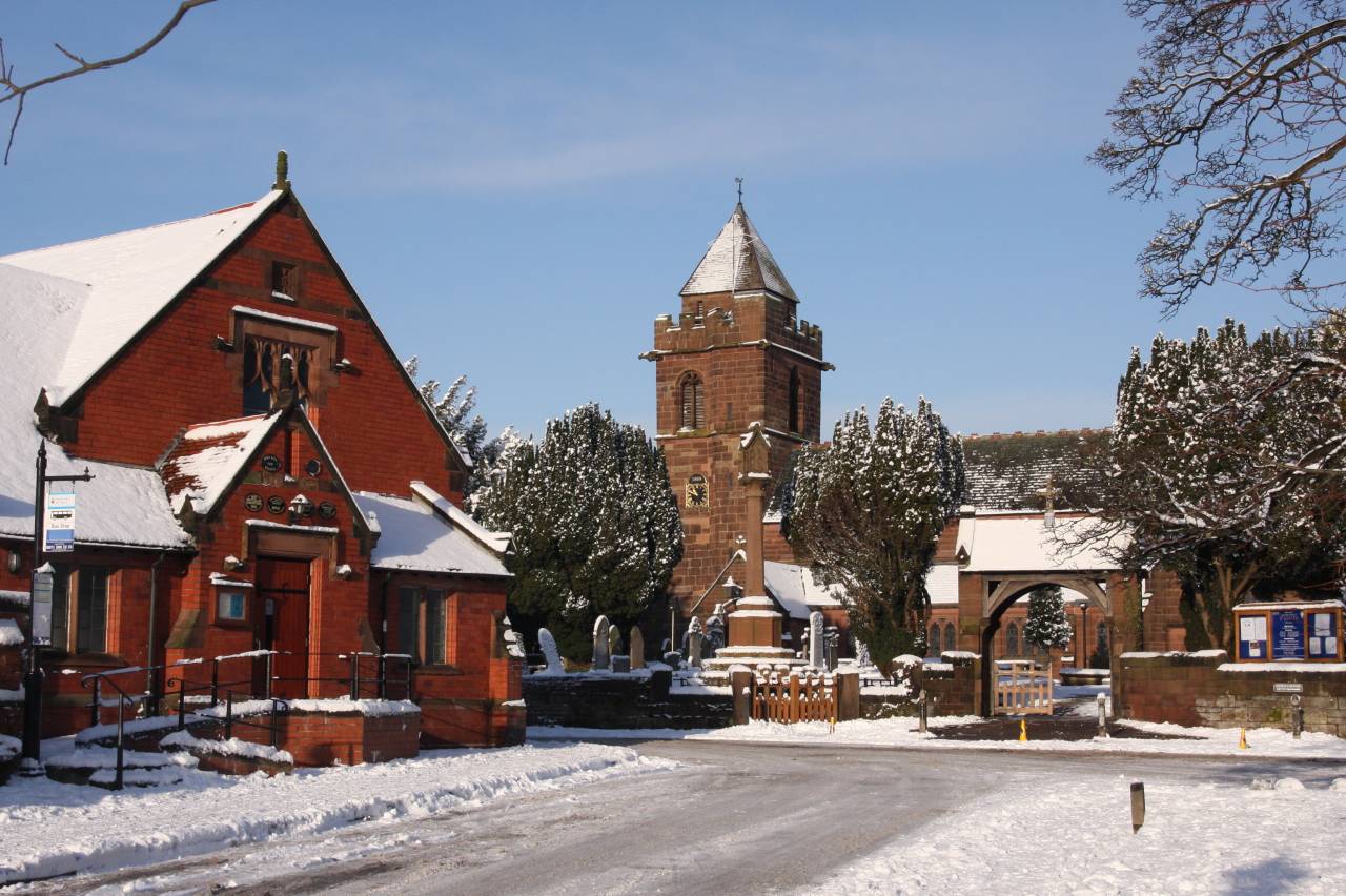  Christleton Parish Hall and Church in the Snow 