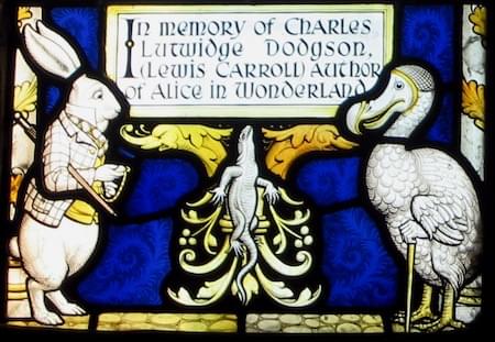 Daresbury Church Window showing the White Rabbit