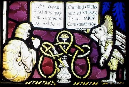 Daresbury Church Window showing the Caterpillar
