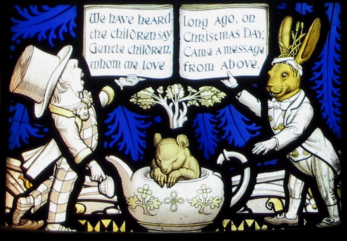 Daresbury Church Window showing the Mad Hatter  Daresbury Church Window showing the Mad Hatter