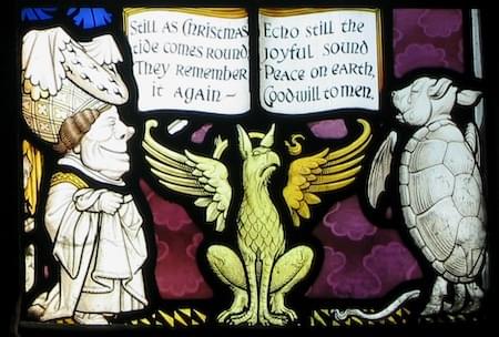 Daresbury Church Window showing the Queen of Hearts