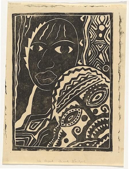 The Mask, Linoprint, Frank Weitzel, 1930