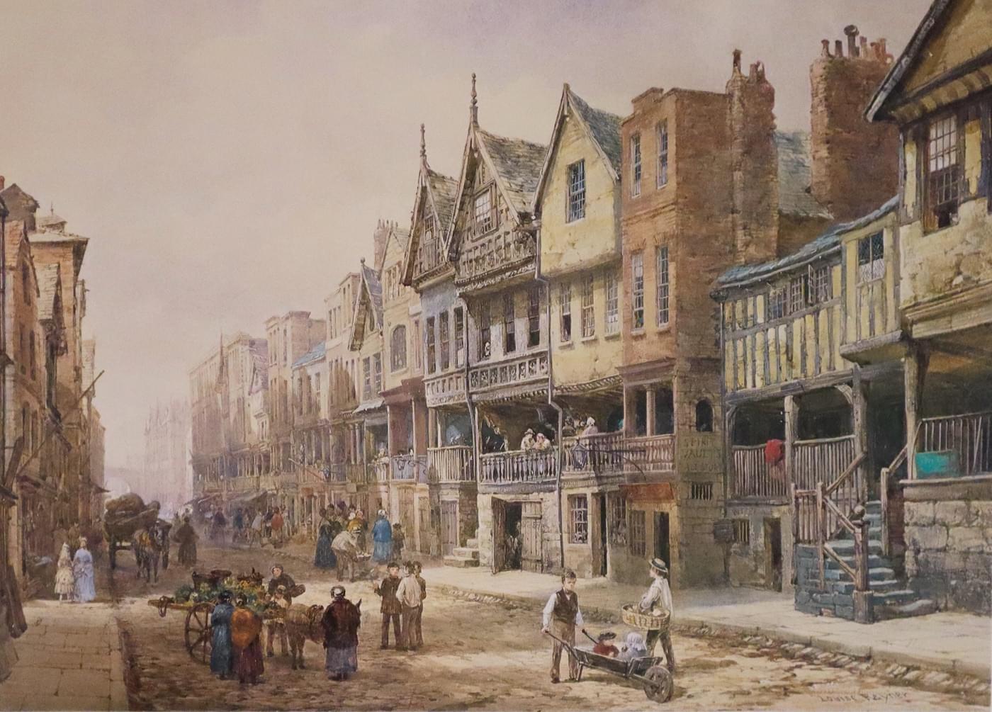 Watergate Street, Chester by Louise Rayner  Watergate Street, Chester by Louise Rayner