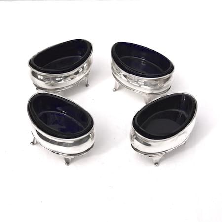 OSP ‘Salts’ with blue glass inserts, c.1840