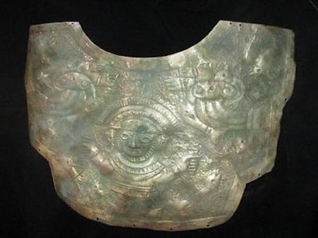 Mocha breastplate, silver on copper, 5th century CE