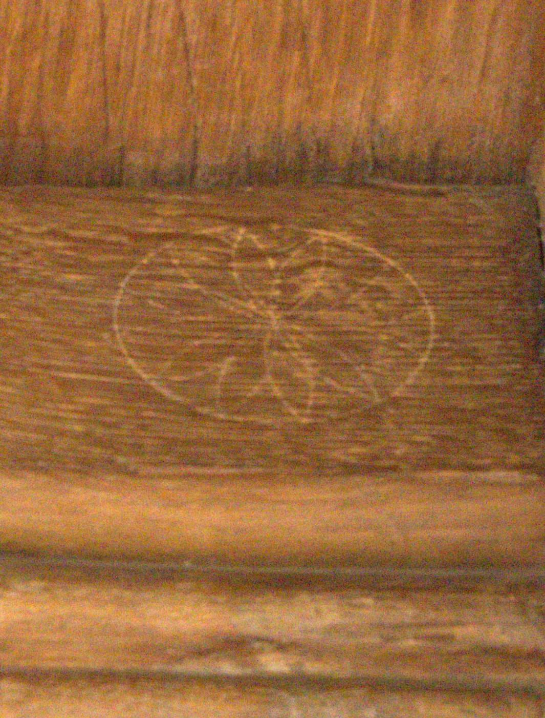 Witch mark inscribed into a Tudor beam,    Little Moreton Hall, Cheshire