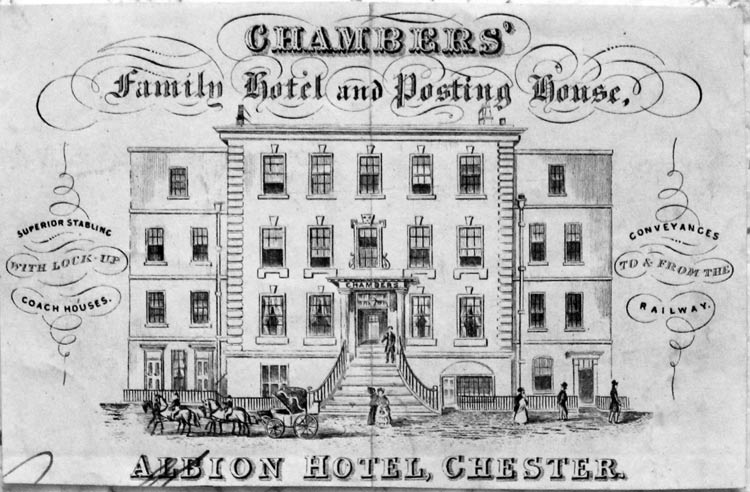 Albion Hotel. Chambers Family Hotel. Letter heading with interesting illustration and details about this posting house  Albion Hotel. Chambers Family Hotel. Letter heading with interesting illustration and details about this posting house