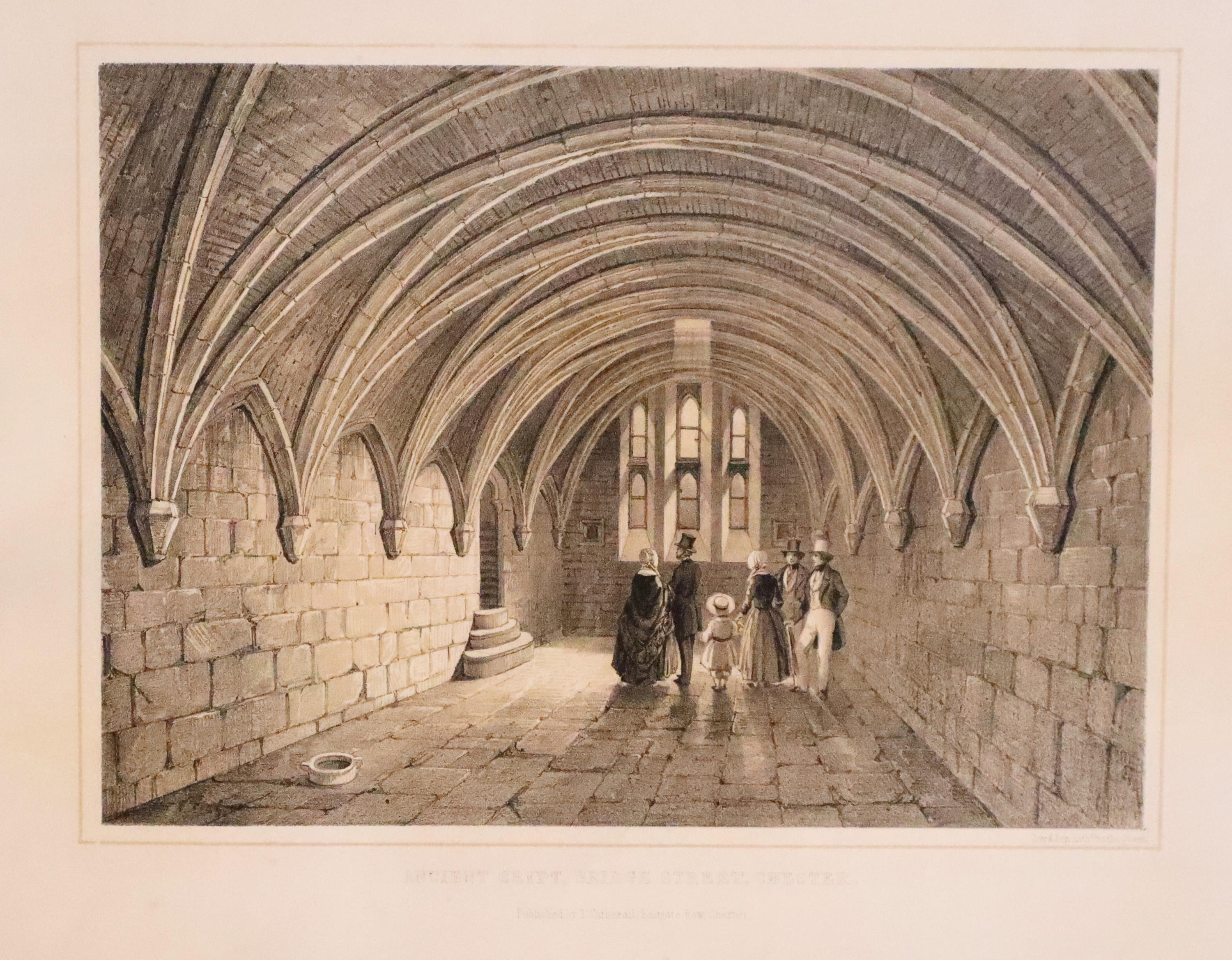 Ancient Crypt, Bridge Streeet, Chester. Lithograph published by T. Catherall c.1850  Ancient Crypt, Bridge Streeet, Chester. Lithograph published by T. Catherall c.1850