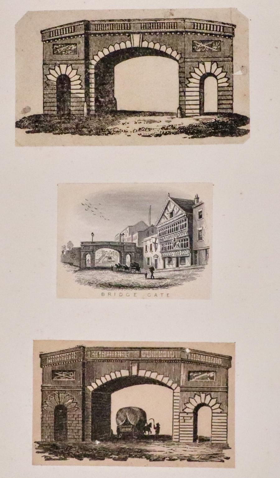 3 Small views of the Bridgegate in Chester from a scrap album  3 Small views of the Bridgegate in Chester from a scrap album