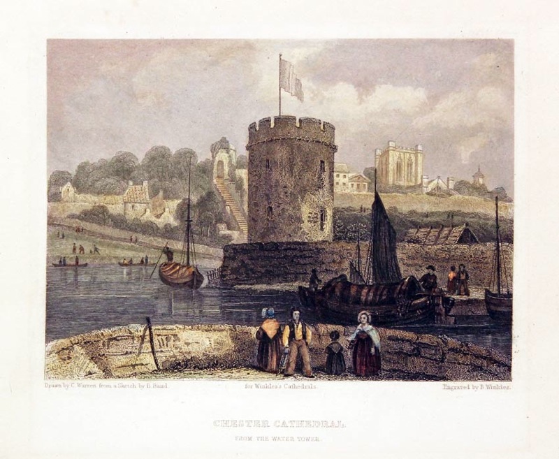  Chester Cathdral from the Water Tower. C. Warren. From Winkle's Cathdrals circa 1842 