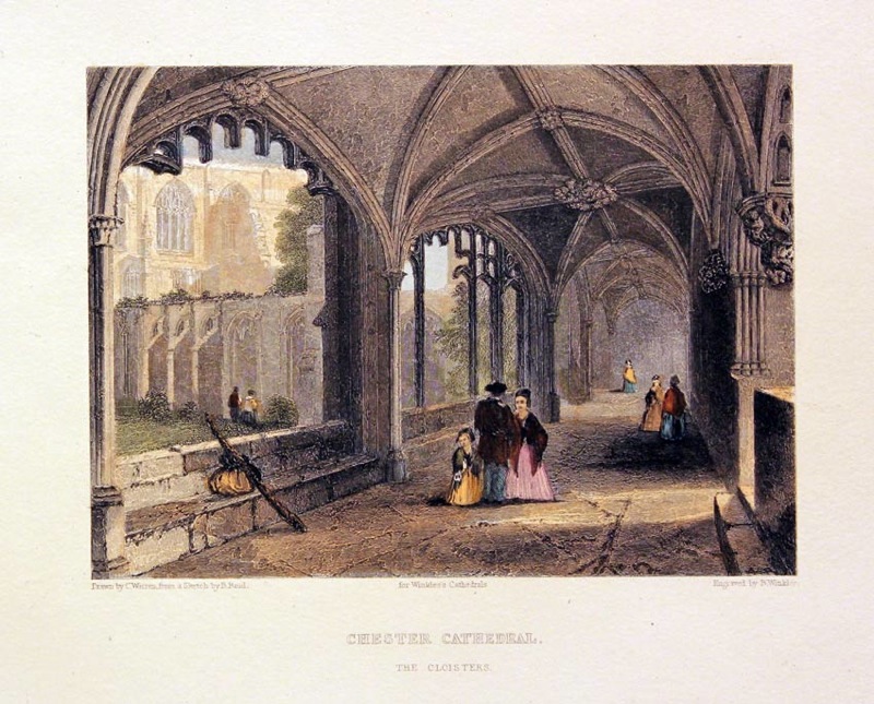  Chester Cathedral The Cloisters. C. Warren. From Winkle's Cathdrals circa 1842. 