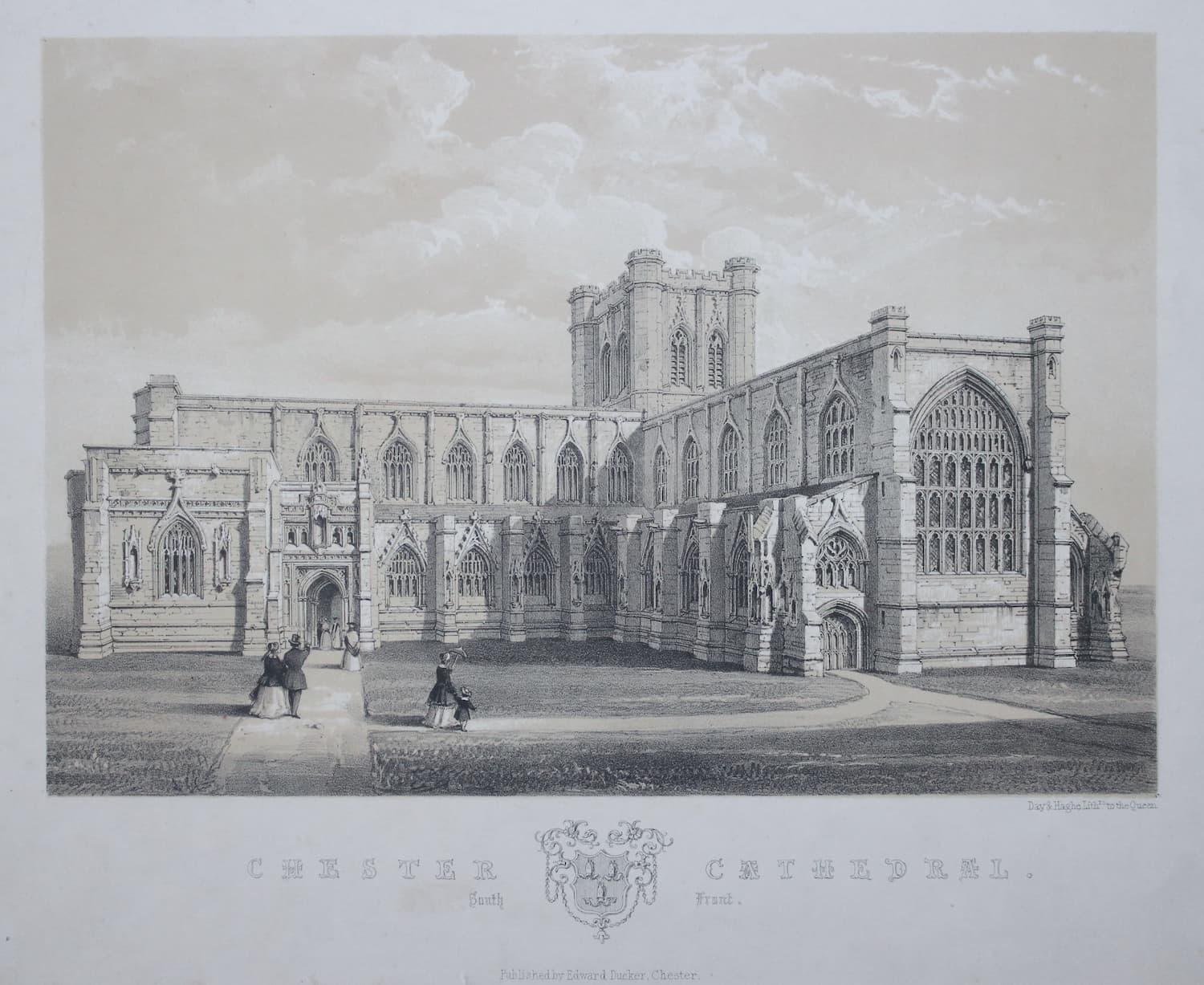 Chester Cathedral South Front. Lithograph by Edward Ducker, Chester 