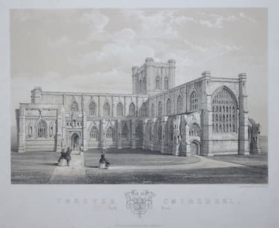  Chester Cathedral South Front. Lithograph by Edward Ducker, Chester 