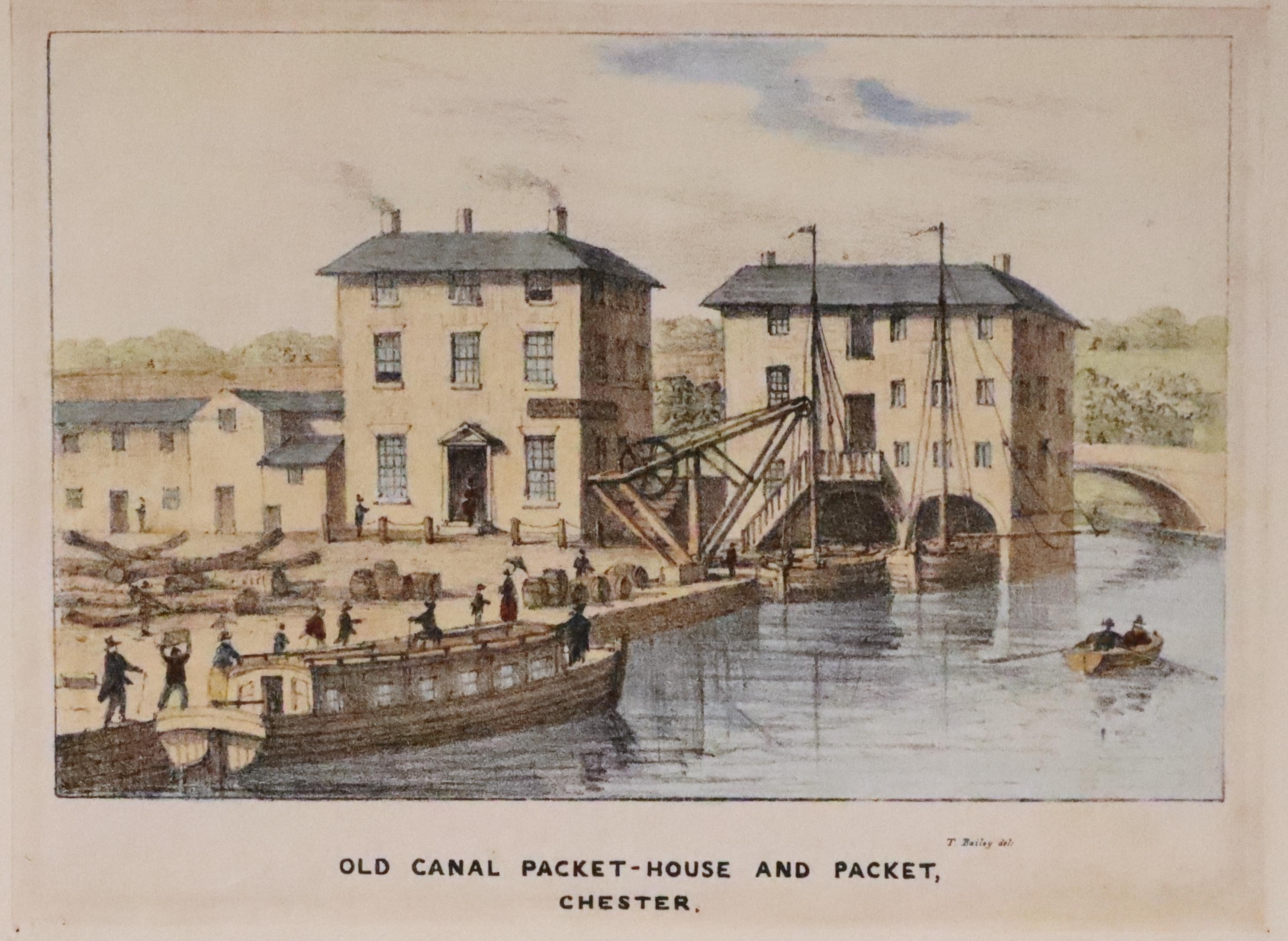 Old Canal Packet-House and Packet Chester. Lithograph c.1845