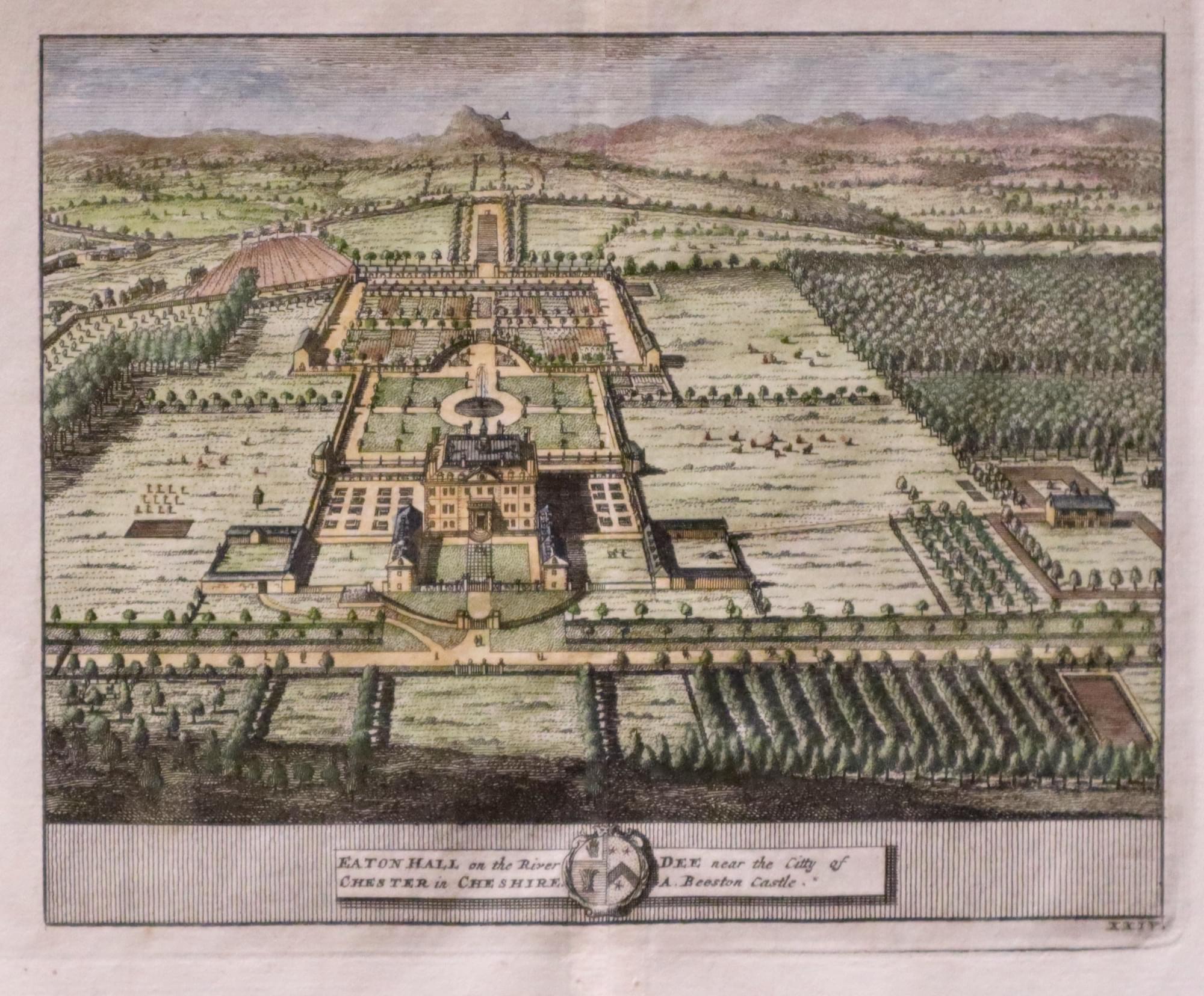 Aerial view of Eaton Hall by Pieter van der Aa after Kip, 1707  Aerial view of Eaton Hall by Pieter van der Aa after Kip, 1707