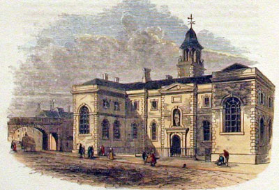 Bluecoat School, Northgate Street, Chester. 19th century woodcut.