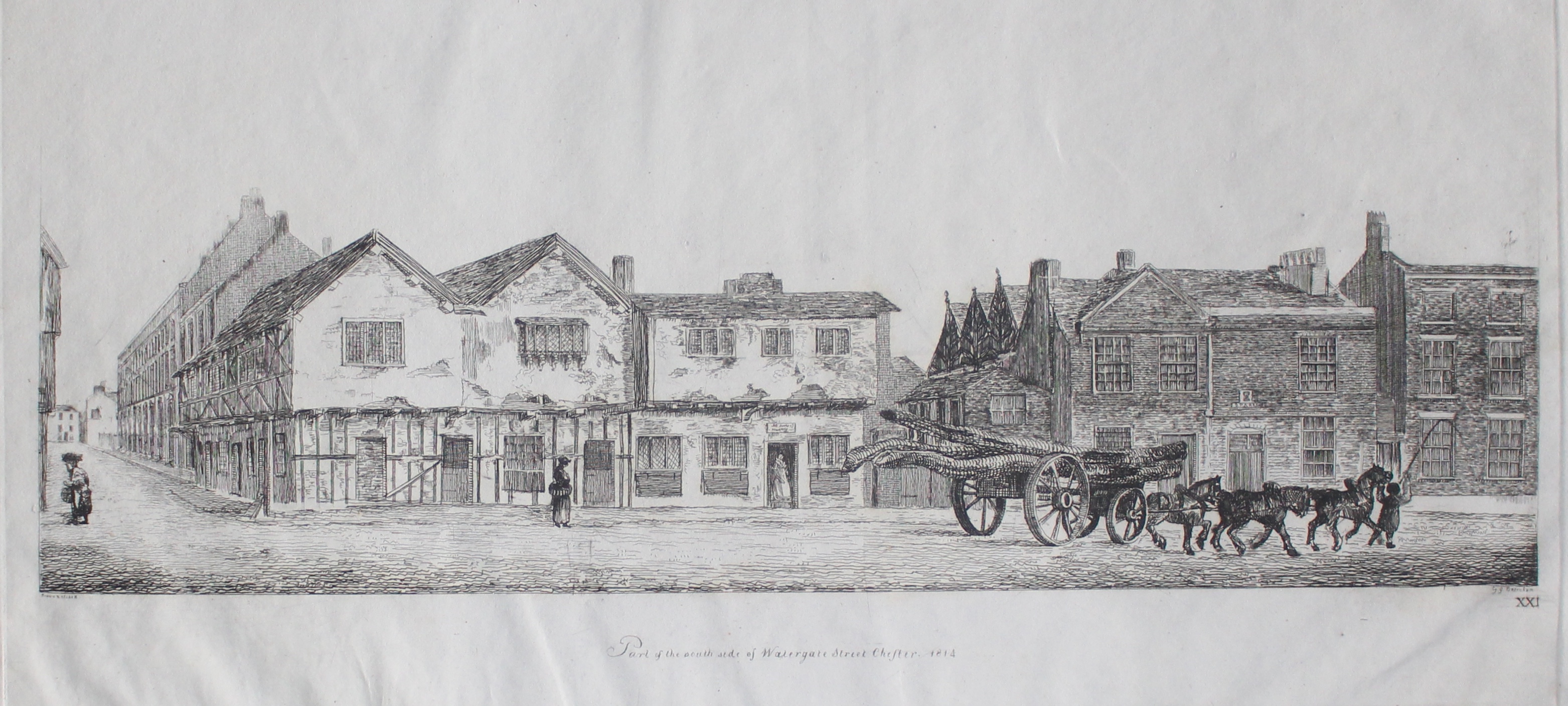 Derby House, Watergate Street, Chester. Date 1591. Published by J. Romney, Oulton Place, Chester, 1847