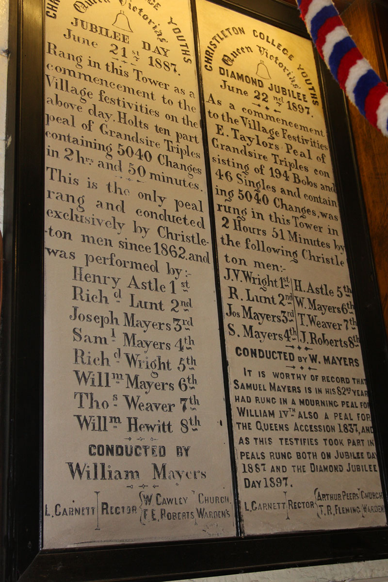 Ringing Board at St. James' Christleton  Ringing Board at St. James' Christleton