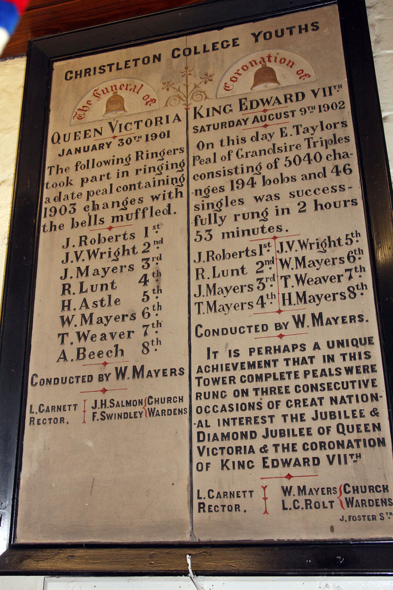 Ringing Board at St. James' Christleton  Ringing Board at St. James' Christleton