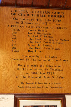 Ringing Board at St. James' Christleton