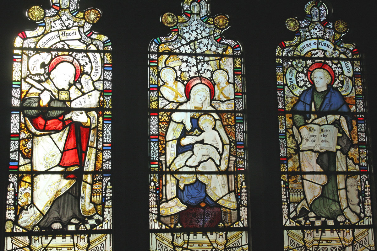 St.John, Mdonna and St. Luke Window St. James' Christleton  St.John, Mdonna and St. Luke Window St. James' Christleton