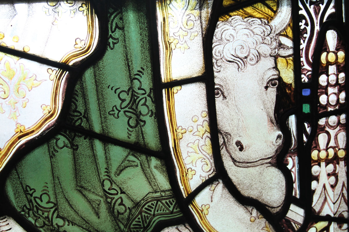 St. Luke's symbol, a calf Window St. James' Christleton  St. Luke's symbol, a calf Window St. James' Christleton