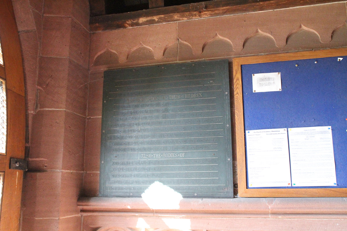 Memorial Plaque to Sellers and Gorst Families  Memorial Plaque to Sellers and Gorst Families