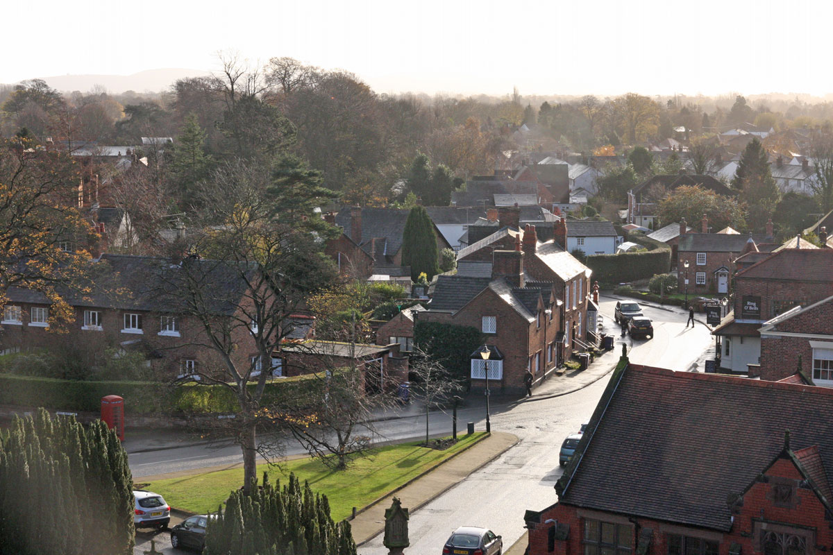 Looking down Village Road from St.James' Christleton  Looking down Village Road from St.James' Christleton