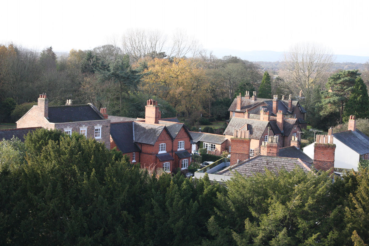 Looking over Pepper Street to the Welsh Hills from  St.James' Christleton  Looking over Pepper Street to the Welsh Hills from  St.James' Christleton