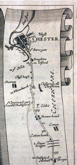 Glass House shown on John Ogilby's road map in 1675