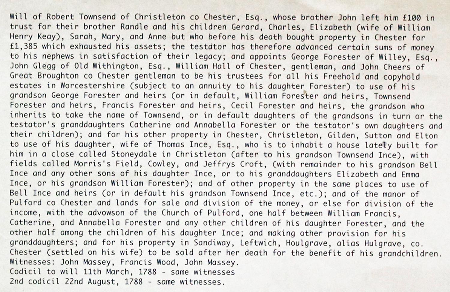 Will of Robert Townsend  Will of Robert Townsend