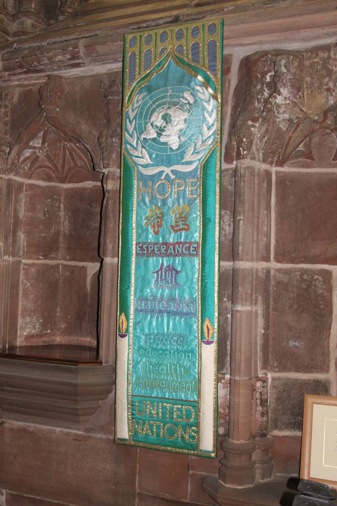 United Nations Banner in Chester Cathedral