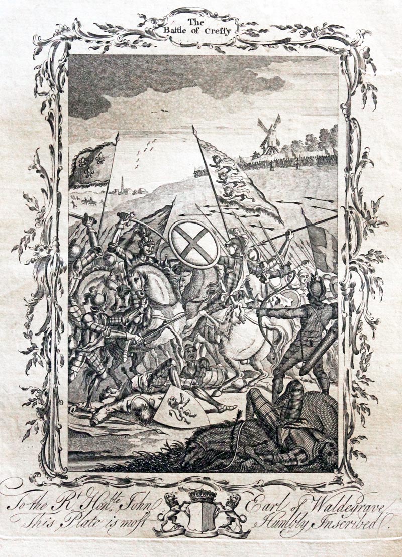 18th century copper engravings of the Battle of Crecy, July 12th 1346