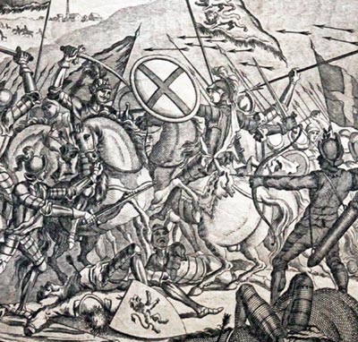  18th century copper engravings of the Battle of Crecy, July 12th 1346 