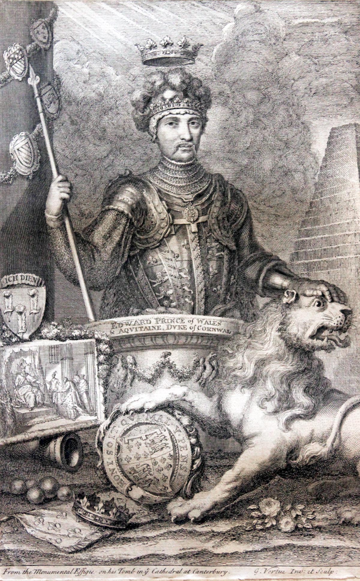 Copper engraving ot the Black Prince published circa 1765