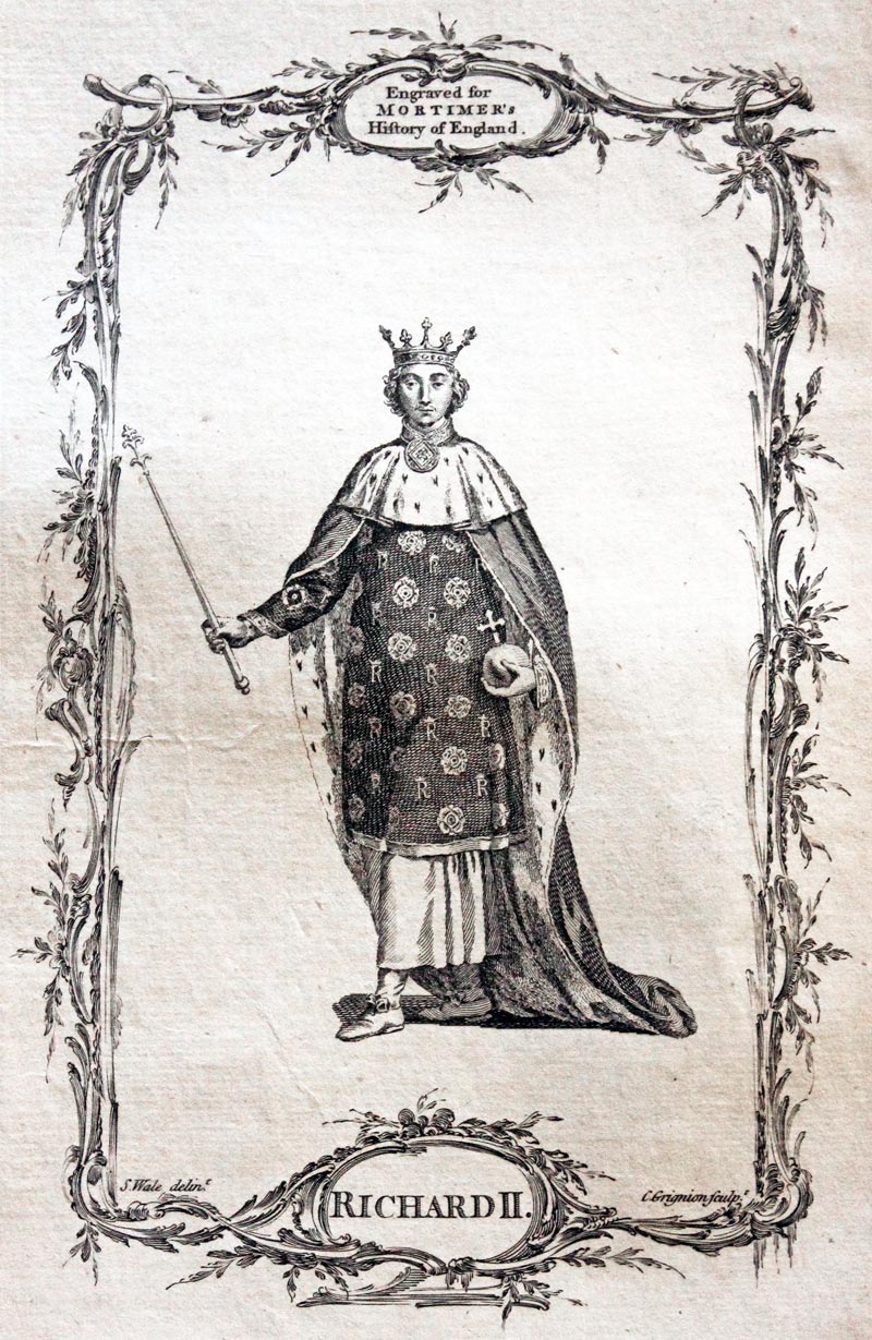 18th century copper engravings of King Richard III, the son of the Black Prince