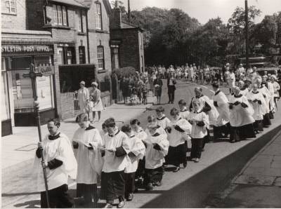  Church Choir walking through Christleton in the 1950's 