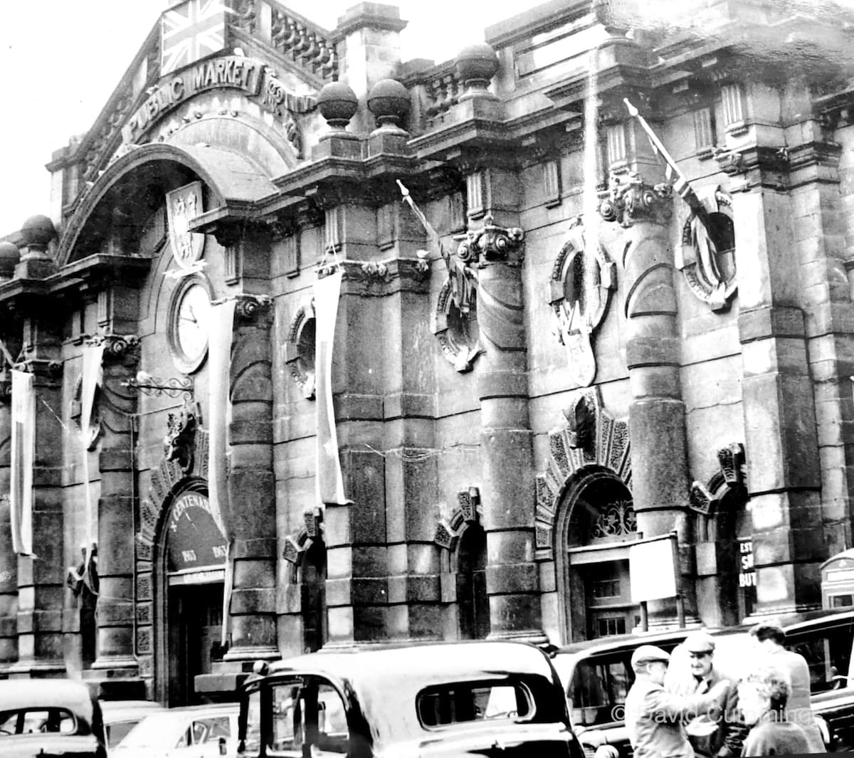 Chester Old Market with the boar on the archway