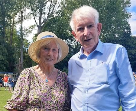 Fete opened by David Cummings - with Beryl Cummings