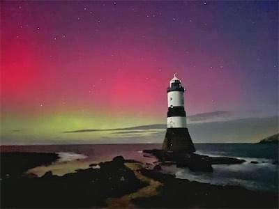  Aurora at Penmon Lighthouse Anglesey. Internet 2023 