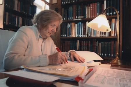Gertude studies at Hawarden Library
