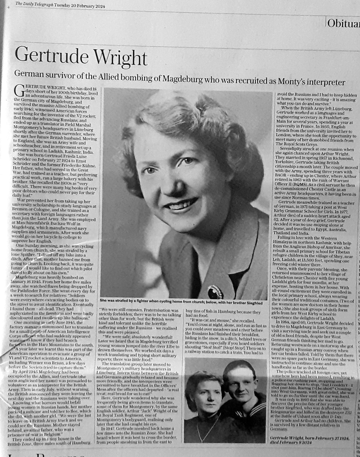 Gertrude Wright Obituary in the Telegraph  Gertrude Wright Obituary in the Telegraph
