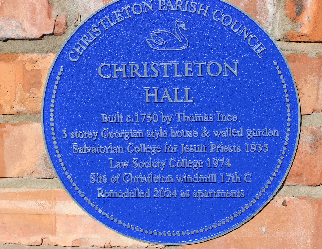 Plaque for Christleton Hall  Plaque for Christleton Hall
