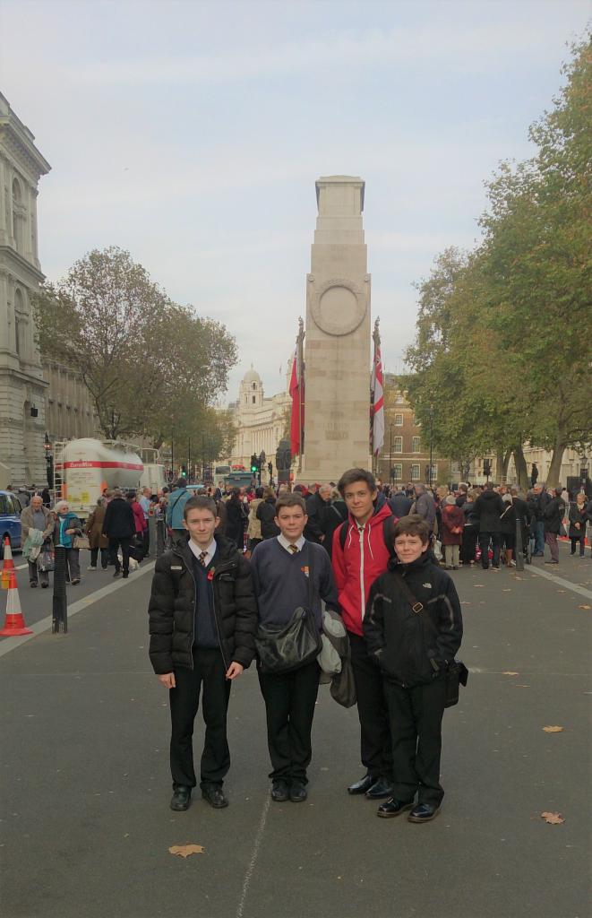 Hot Scholars from Christleton High School at the Cenotaph in Whitehall, London