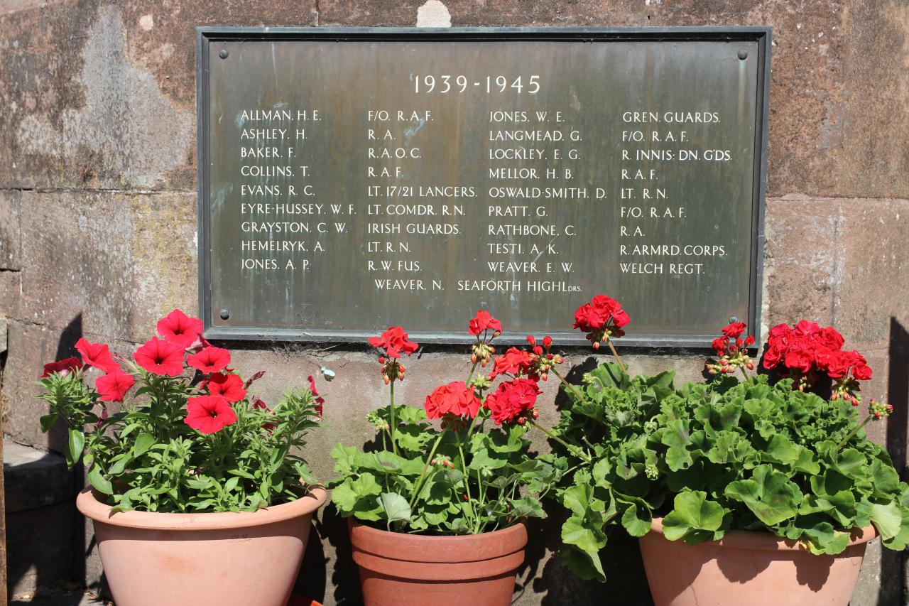 World War II Names on the Christleton War Memorial
