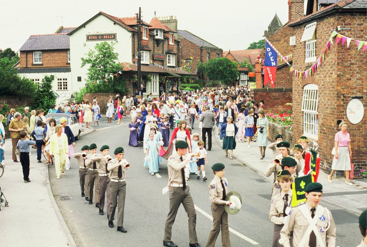 Rose Queen Trudi Salter in the 1985 Christleton Fete Procession